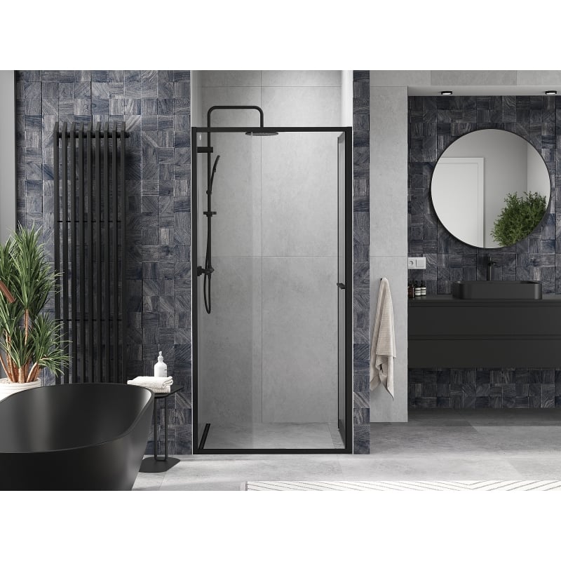 Mexen Linea sliding shower door 80 cm, transparent, black - 8E1-080-000-70-70