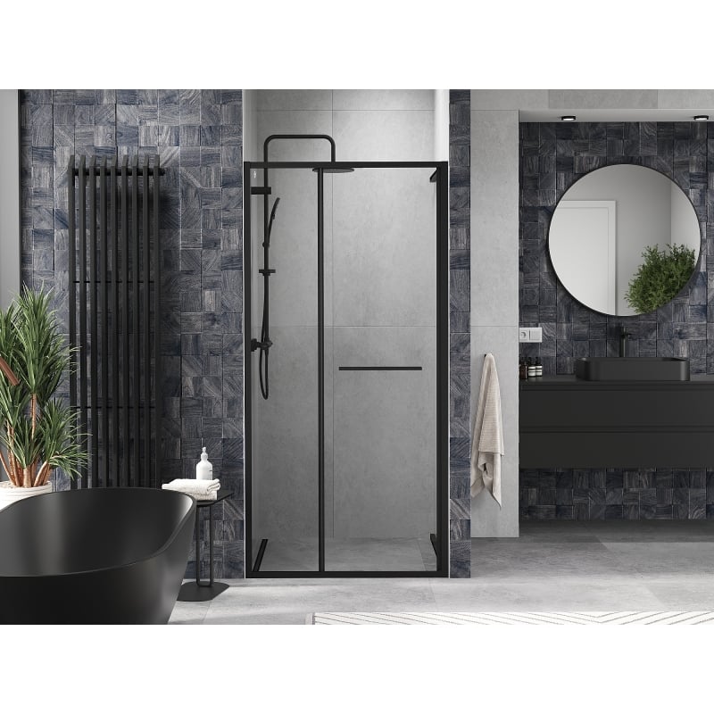 Mexen Linea sliding shower door 80 cm, transparent, black - 8E1-080-000-70-70