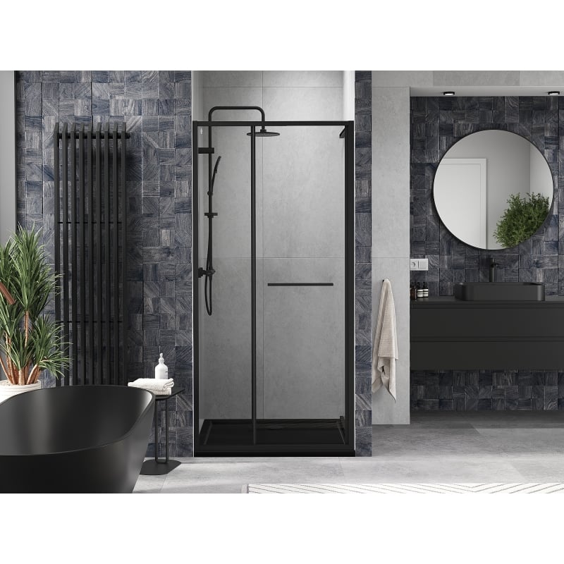 Mexen Linea sliding shower doors 120 cm, transparent, black - 8E1-120-000-70-70