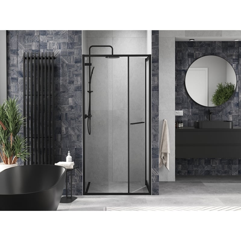 Mexen Linea sliding shower doors 95 cm, transparent, black - 8E1-095-000-70-70