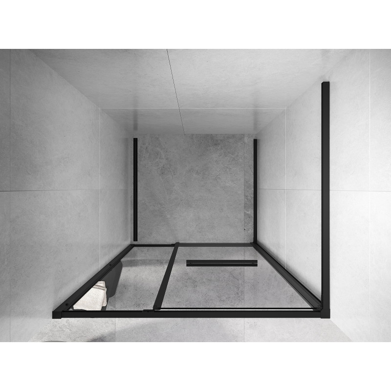 Mexen Linea sliding shower doors 110 cm, transparent, black - 8E1-110-000-70-70