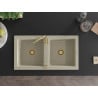 Mexen Mario 2-compartment granite sink with a kitchen mixer tap Telma, Beige - 6504-69-670200-50