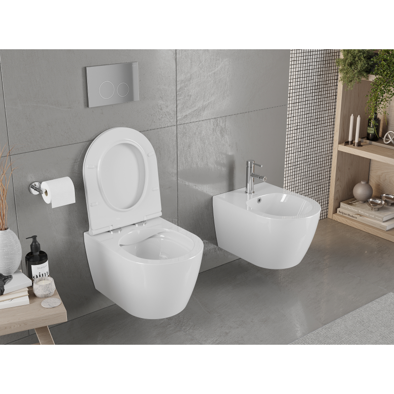 Mexen Carmen Rimless WC Bowl with Slim Soft-Close Seat, Duroplast, Glossy White - 30880500