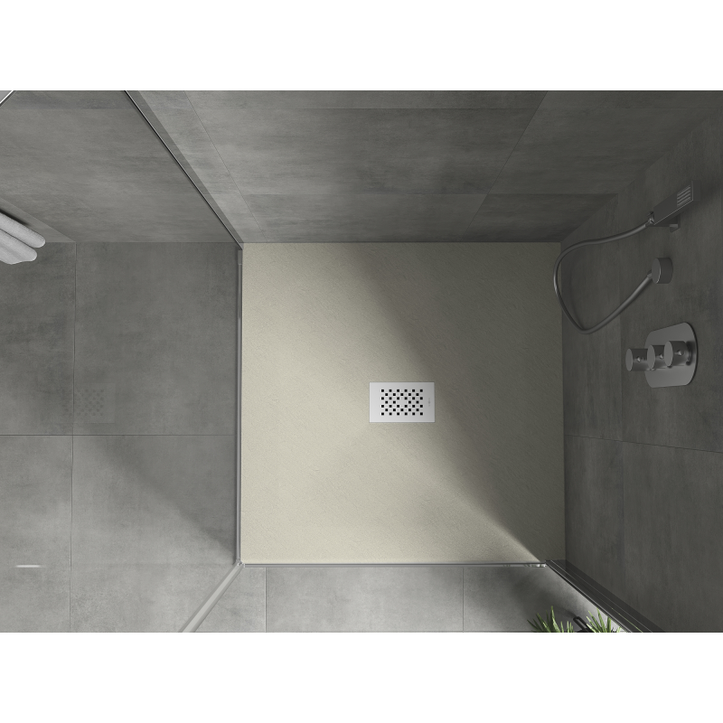 Mexen Hugo square shower tray SMC 100 x 100 cm, beige, white cover - 42691010-W