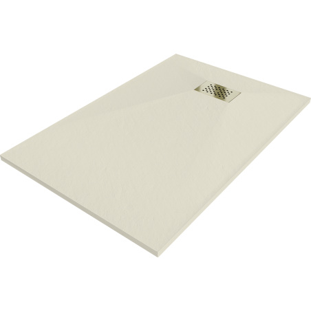 Mexen Hugo rectangular SMC shower tray 100 x 70 cm, beige, gold cover - 42697010-G