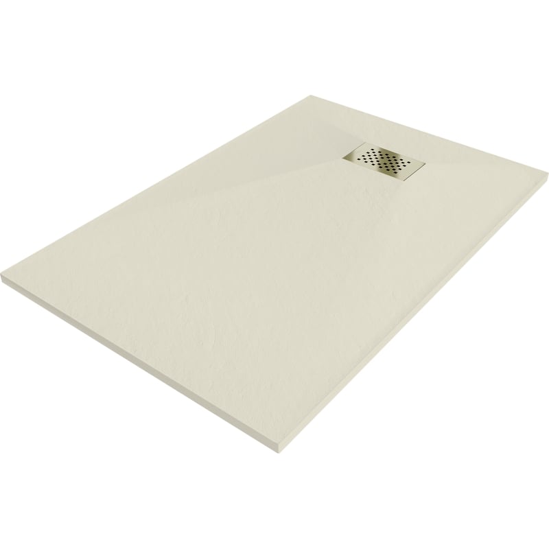 Mexen Hugo rectangular shower tray SMC 120 x 70 cm, beige, gold cover - 42697012-G