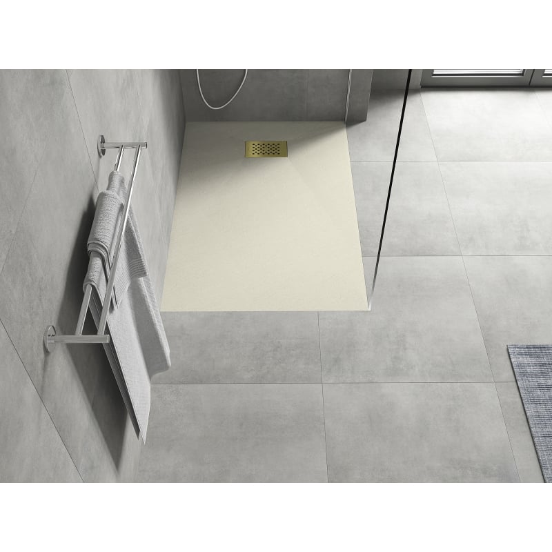 Mexen Hugo rectangular shower tray SMC 120 x 70 cm, beige, gold cover - 42697012-G