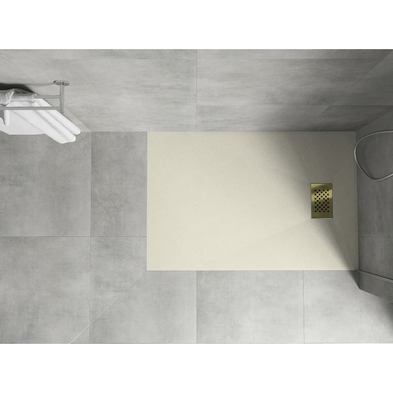 Mexen Hugo rectangular SMC shower tray 120 x 90 cm, beige, golden cover - 42699012-G
