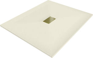 Mexen Hugo rectangular shower tray SMC 120 x 100 cm, beige, gold cover - 42691012-G
