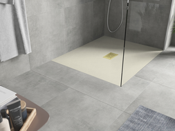 Mexen Hugo rectangular shower tray SMC 120 x 100 cm, beige, gold cover - 42691012-G