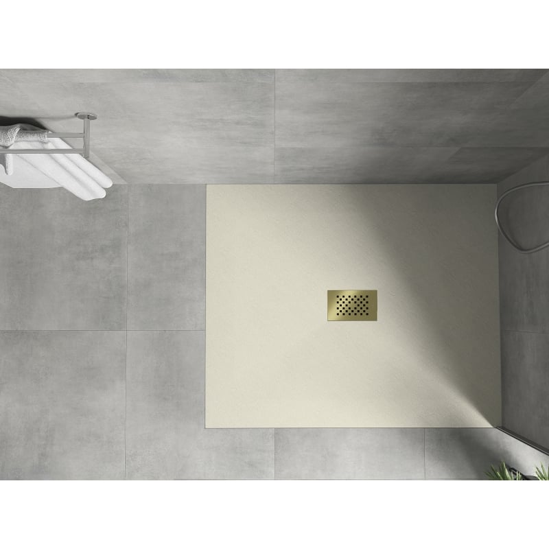 Mexen Hugo rectangular shower tray SMC 120 x 100 cm, beige, gold cover - 42691012-G