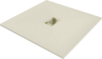 Mexen Hugo SMC square shower tray 100 x 100 cm, beige, gold cover - 42691010-G