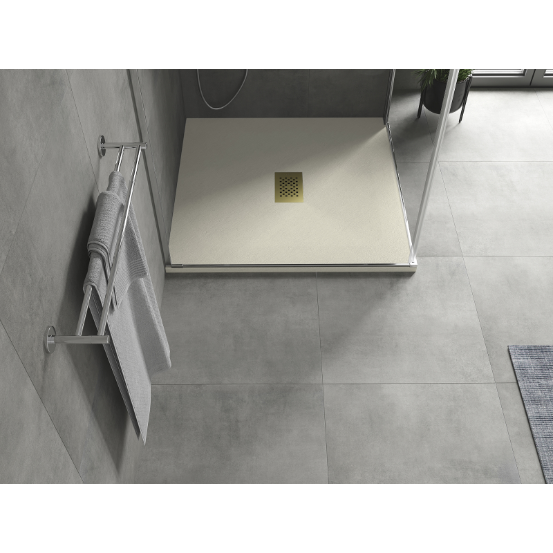 Mexen Hugo SMC square shower tray 100 x 100 cm, beige, gold cover - 42691010-G