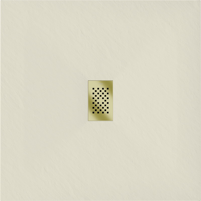 Mexen Hugo square SMC shower tray 80 x 80 cm, beige, gold cover - 42698080-G