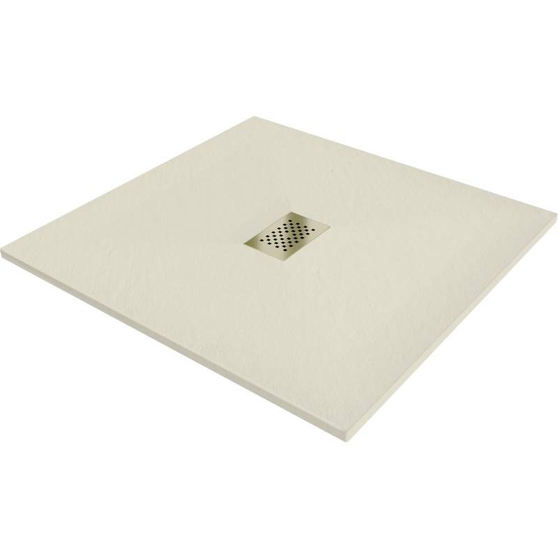 Mexen Hugo SMC square shower tray 90 x 90 cm, beige, gold cover - 42699090-G