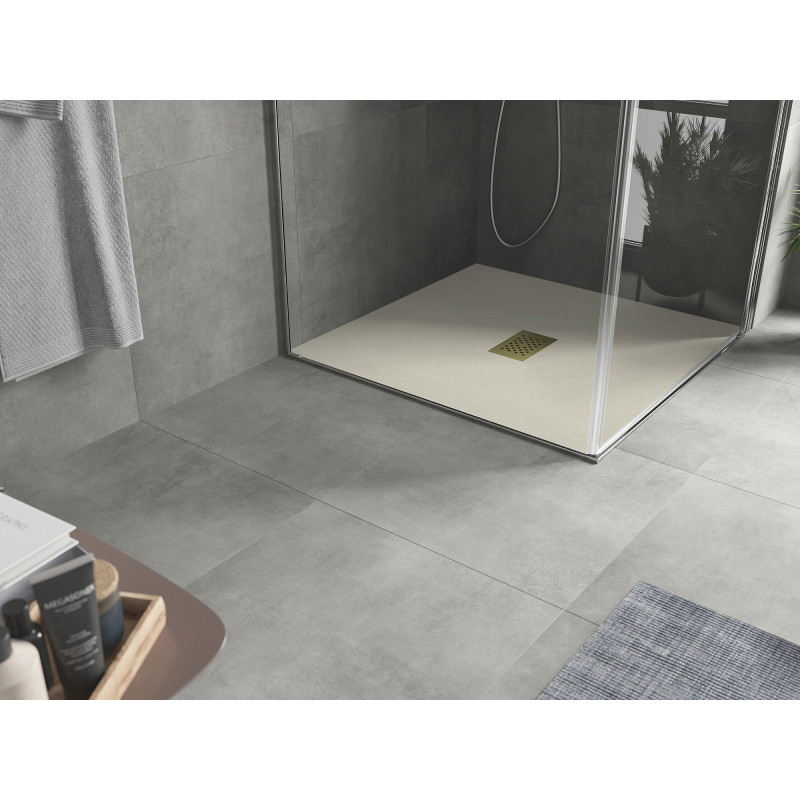 Mexen Hugo square SMC shower tray 80 x 80 cm, beige, gold cover - 42698080-G