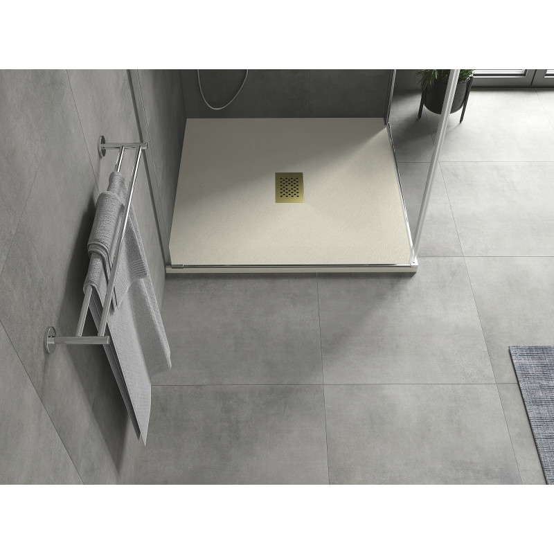 Mexen Hugo square SMC shower tray 80 x 80 cm, beige, gold cover - 42698080-G