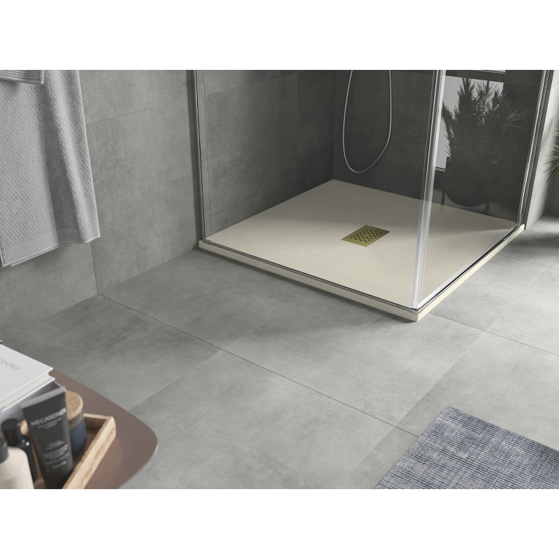 Mexen Hugo square SMC shower tray 80 x 80 cm, beige, gold cover - 42698080-G