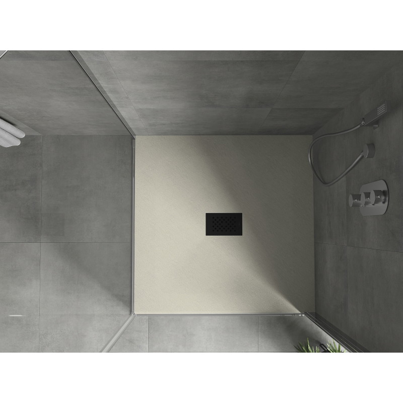 Mexen Hugo SMC Square Shower Tray 90 x 90 cm, Beige, Black Cover - 42699090-B