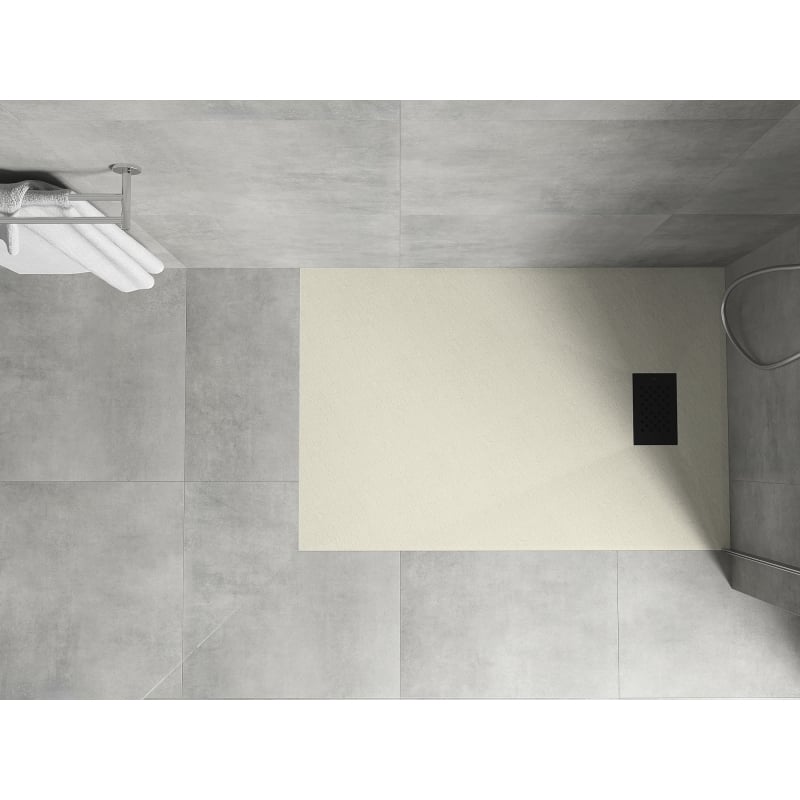 Mexen Hugo rectangular SMC shower tray 100 x 80 cm, beige, black cover - 42698010-B
