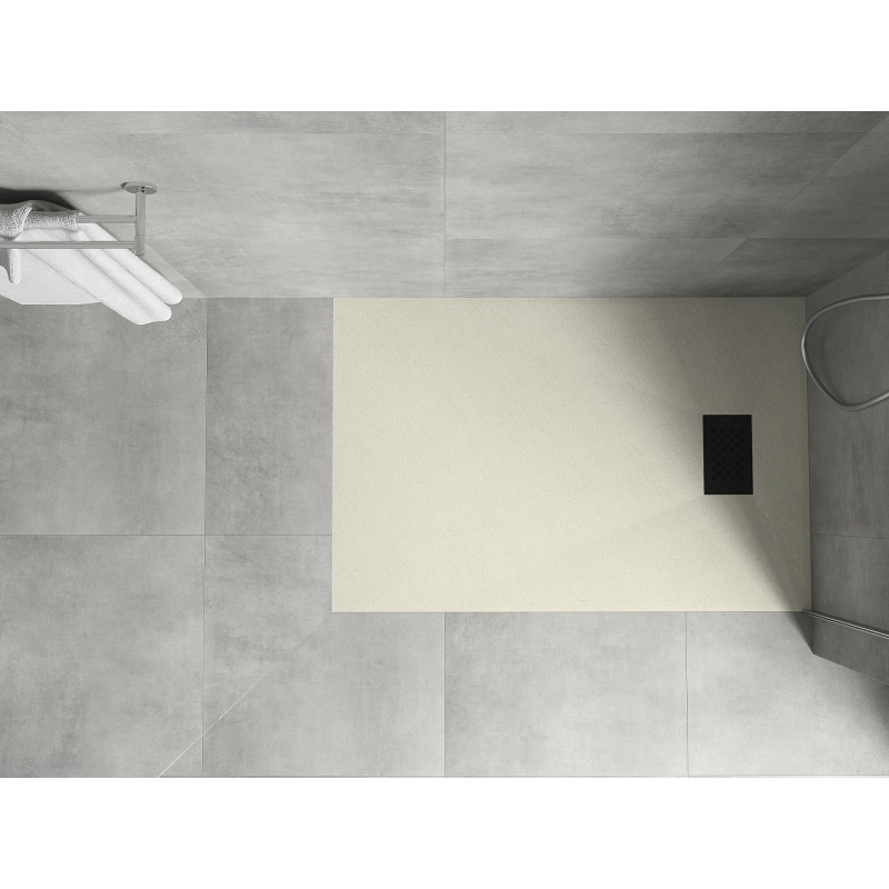 Mexen Hugo rectangular SMC shower tray 100 x 90 cm, beige, black cover - 42699010-B