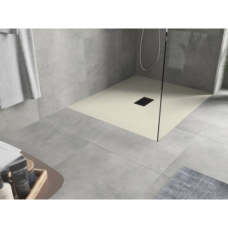Mexen Hugo rectangular SMC shower tray 120 x 100 cm, beige, black cover - 42691012-B