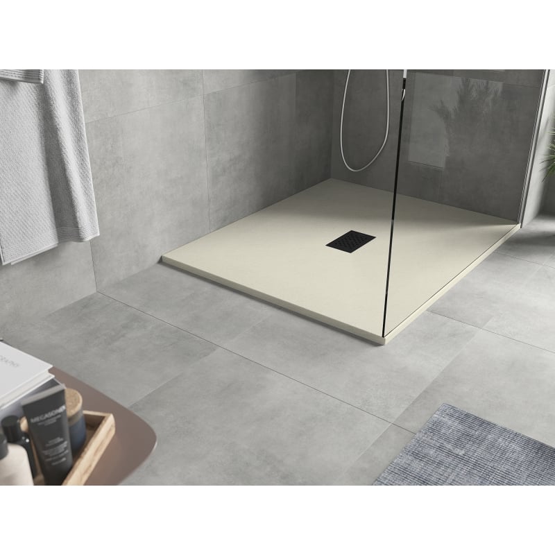 Mexen Hugo rectangular SMC shower tray 120 x 100 cm, beige, black cover - 42691012-B