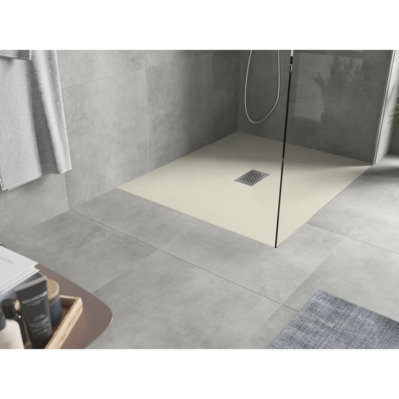 Mexen Hugo rectangular SMC shower tray 120 x 100 cm, beige, inox cover - 42691012-X