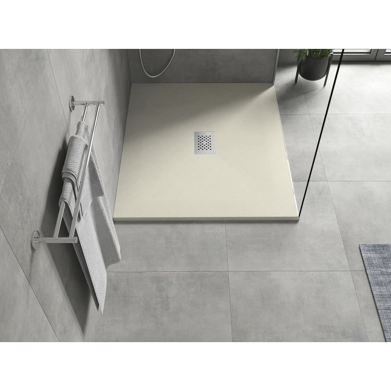 Mexen Hugo rectangular SMC shower tray 120 x 100 cm, beige, inox cover - 42691012-X