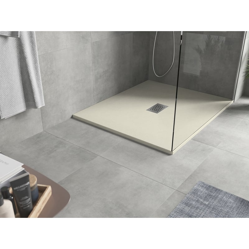 Mexen Hugo rectangular SMC shower tray 120 x 100 cm, beige, inox cover - 42691012-X