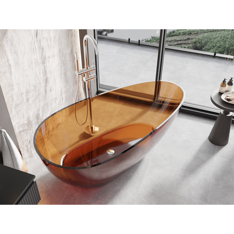 Mexen Glass freestanding transparent bathtub 170 x 85 cm, chrome plug - 58061708505