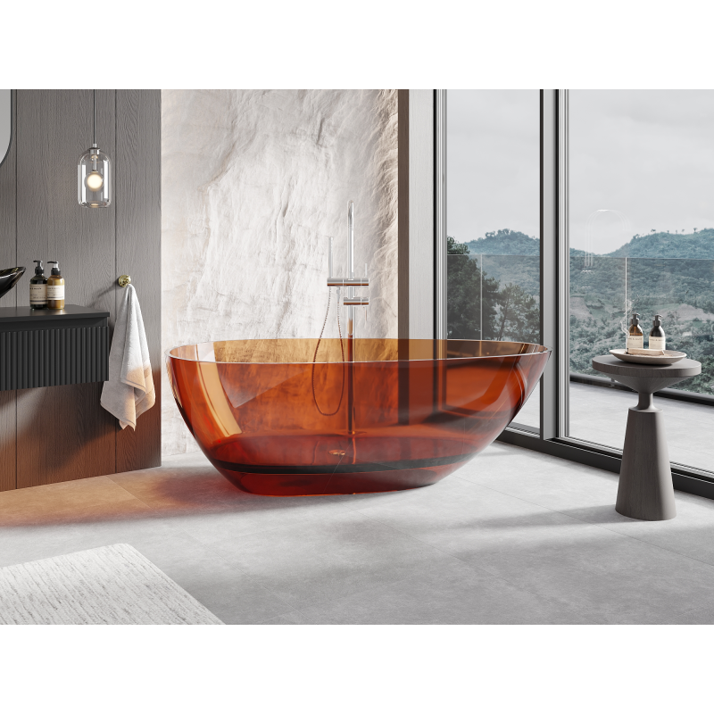 Mexen Glass freestanding transparent bathtub 170 x 85 cm, chrome plug - 58061708505