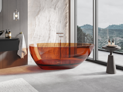 Mexen Glass freestanding transparent bathtub 170 x 85 cm, earth, chrome plug - 58061708505