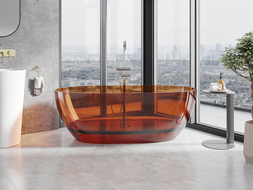 Mexen Pure freestanding transparent bathtub 170 x 80 cm, earth, chrome drain - 58071708005