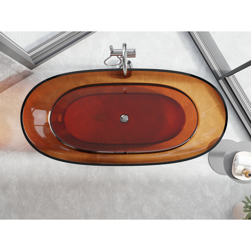 Mexen Pure earth freestanding transparent bathtub 170 x 80 cm, chrome plug - 58071708005