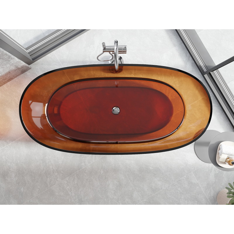 Mexen Pure freestanding transparent bathtub 170 x 80 cm, earth, chrome drain - 58071708005