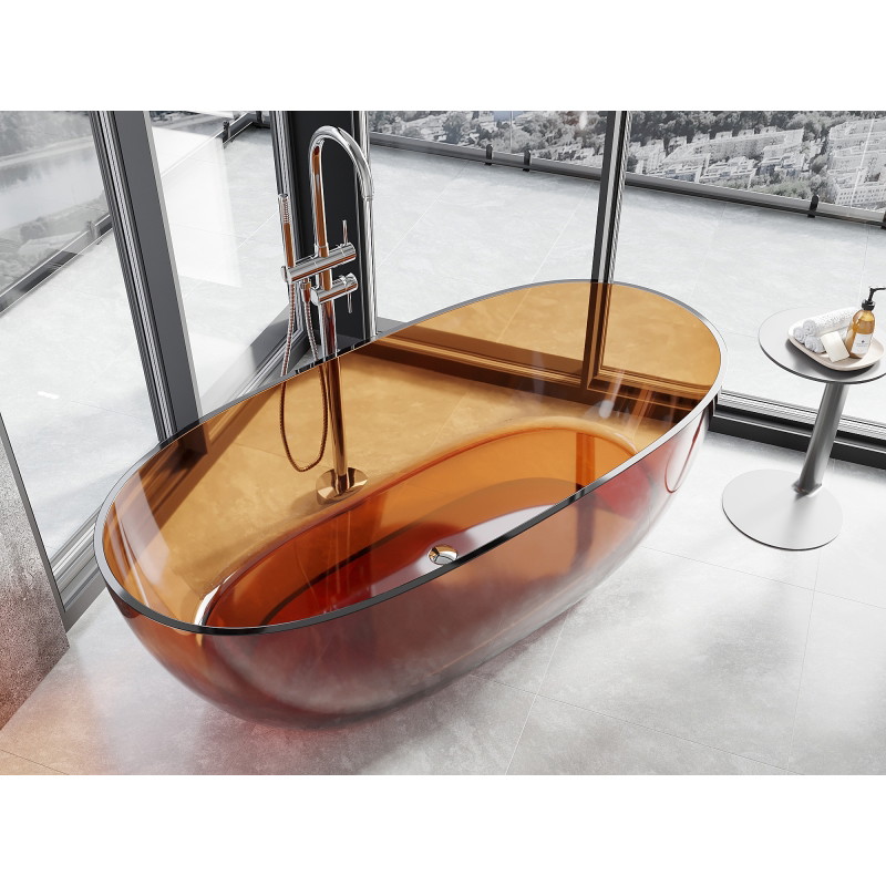 Mexen Pure freestanding transparent bathtub 170 x 80 cm, earth, chrome drain - 58071708005