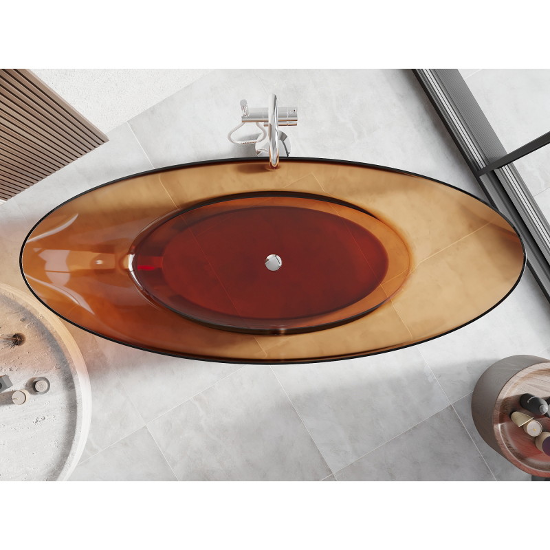 Mexen Vea freestanding transparent bathtub 180 x 80 cm, earth, chrome drain - 58091808005