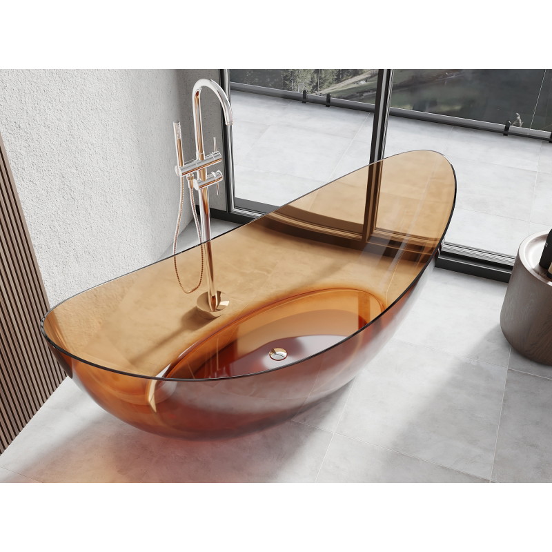 Mexen Vea freestanding transparent bathtub 180 x 80 cm, earth, chrome drain - 58091808005