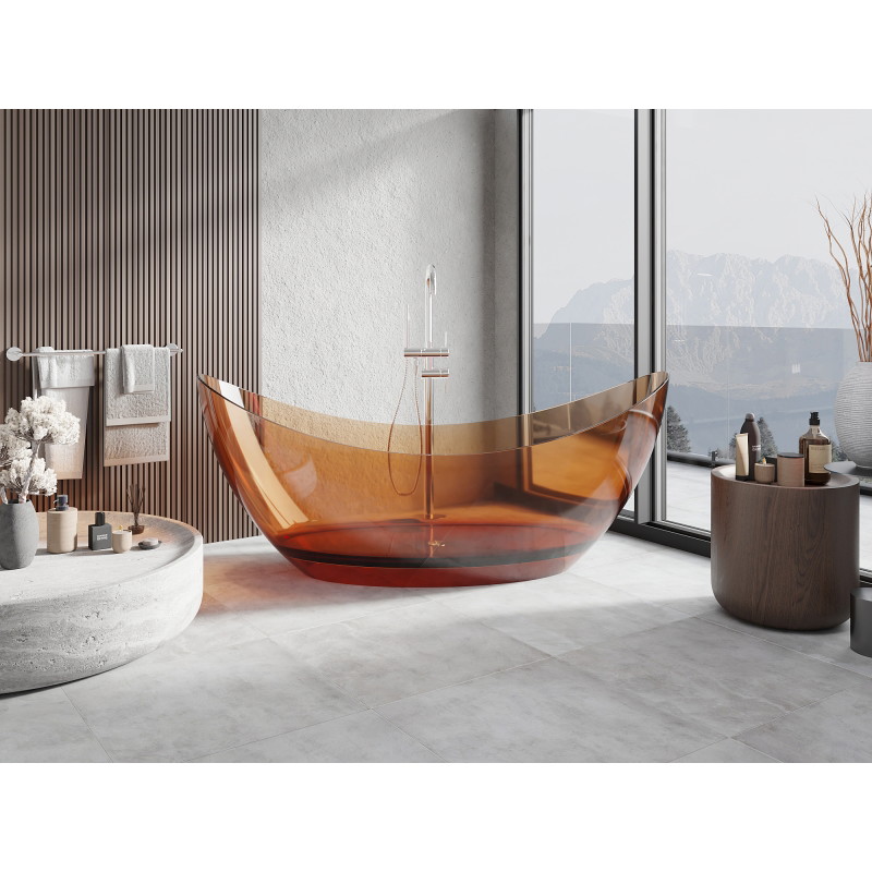 Mexen Vea freestanding transparent bathtub 180 x 80 cm, earth, chrome drain - 58091808005