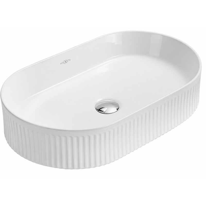 Mexen Grovo counter-top washbasin ridged 49 x 31 cm, white - 22304900