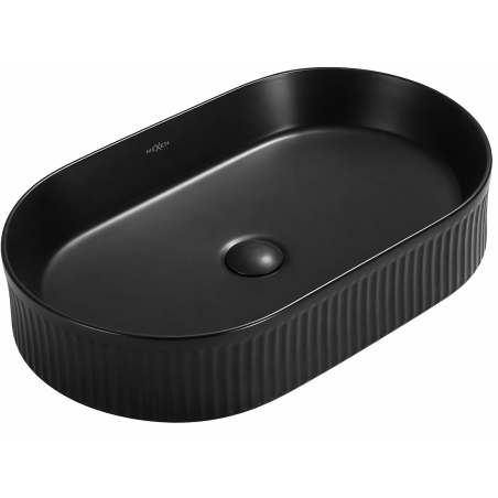 Mexen Grovo countertop washbasin ribbed 49 x 31 cm, black matte - 22304985