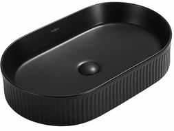 Mexen Grovo countertop washbasin ribbed 49 x 31 cm, black matte - 22304985