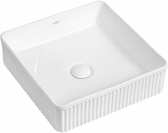Mexen Grovo countertop washbasin ribbed 41 x 41 cm, white - 22304100