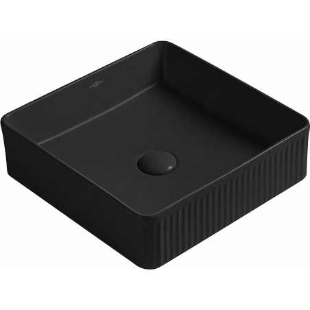 Mexen Grovo countertop washbasin ribbed 41 x 41 cm, black matt - 22304185