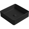 Mexen Grovo countertop washbasin ribbed 41 x 41 cm, black matt - 22304185