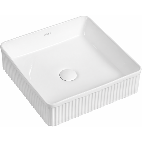 Mexen Grovo countertop basin fluted 37 x 37 cm, white - 22303700