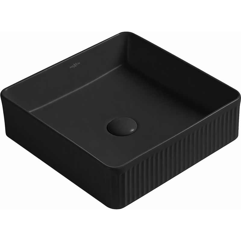 Mexen Grovo grooved countertop washbasin 37 x 37 cm, black matte - 22303785
