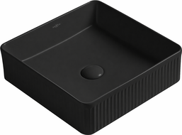 Mexen Grovo grooved countertop washbasin 37 x 37 cm, black matte - 22303785