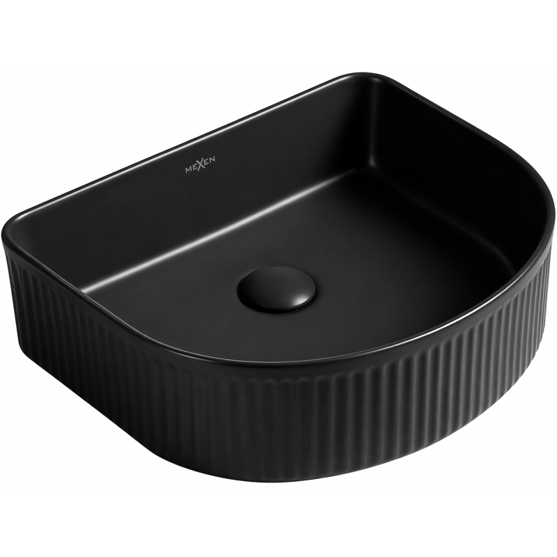 Mexen Grovo countertop ribbed washbasin 41 x 36 cm, black matte - 22304285